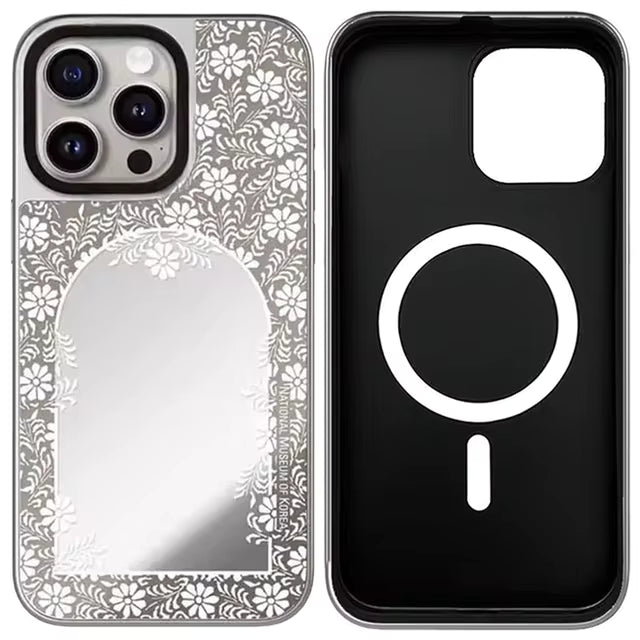 Luxury Aesthetic Pearl & Floral Embroidery iPhone Case