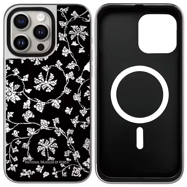 Luxury Aesthetic Pearl & Floral Embroidery iPhone Case